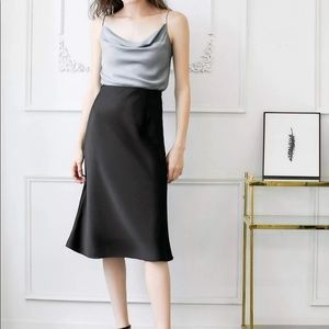 NWT J.ING Desiree Black Slip Skirt